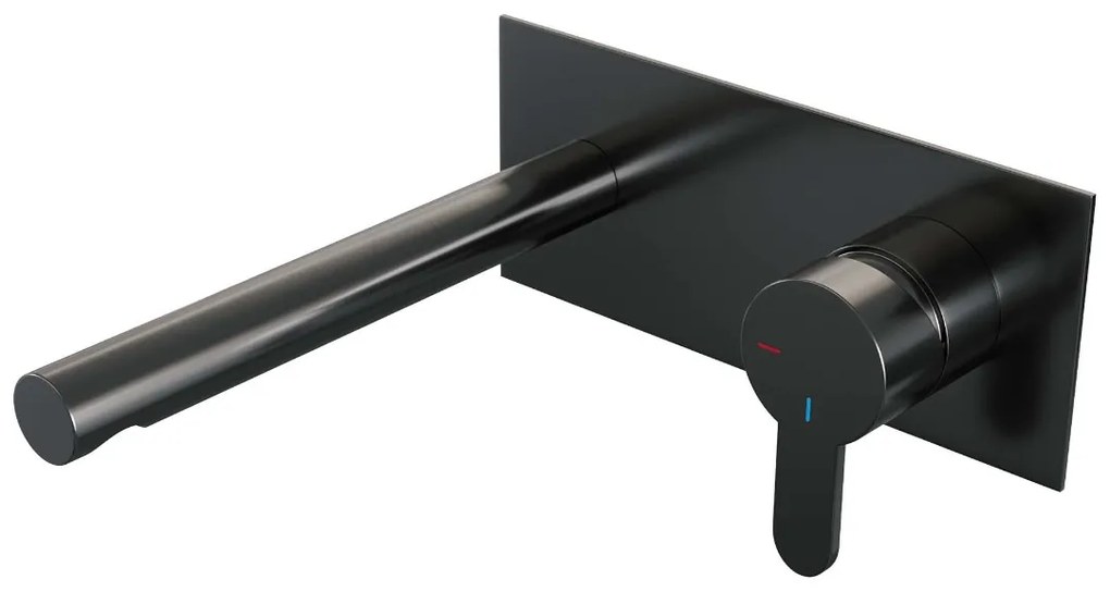 Brauer Gunmetal Edition ColdStart wastafelkraan inbouw rechte uitloop met achterplaat model D1 gunmetal geborsteld PVD