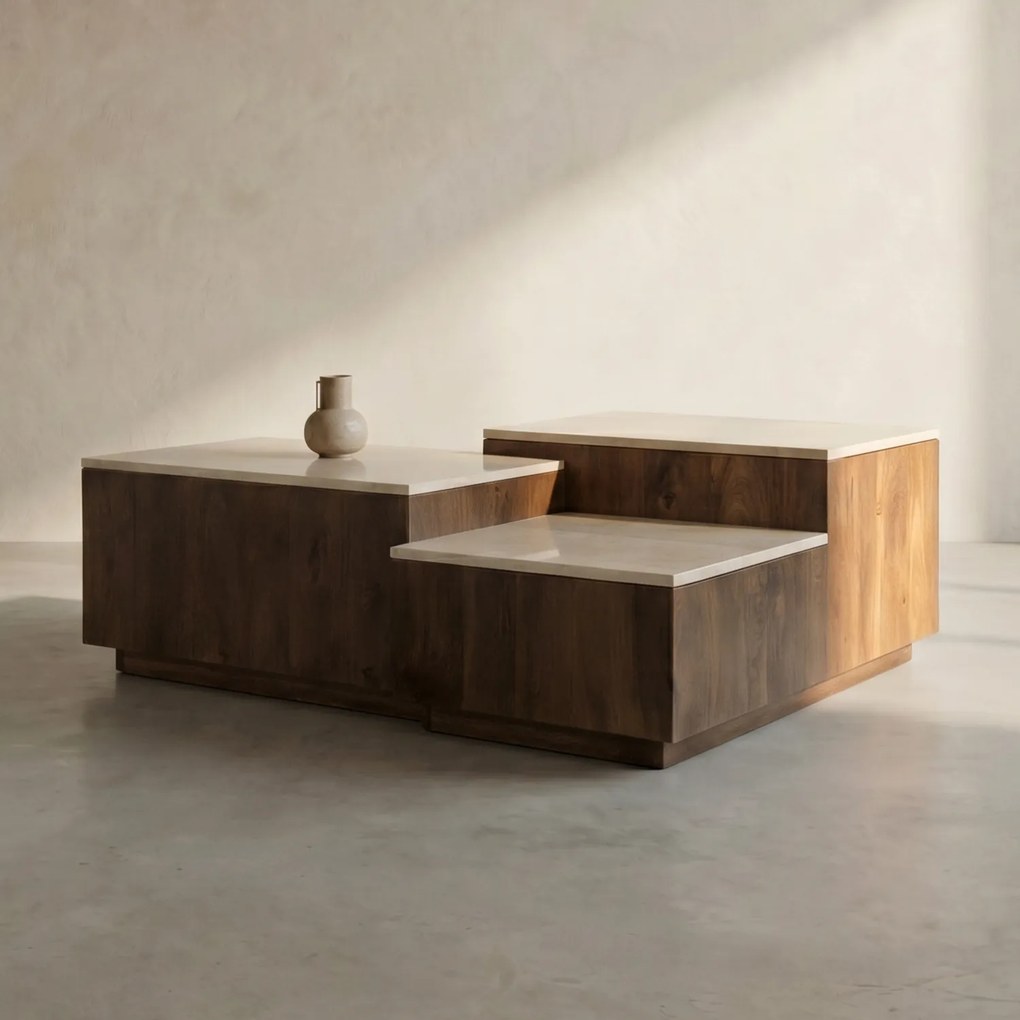 Eleonora Quido 3-delige Salontafelset Hout - 105 X 89cm.