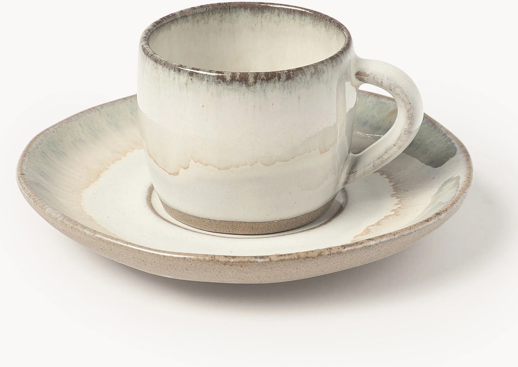 Handgemaakte espressokopjes Myrtille met schoteltjes, 4-delig
