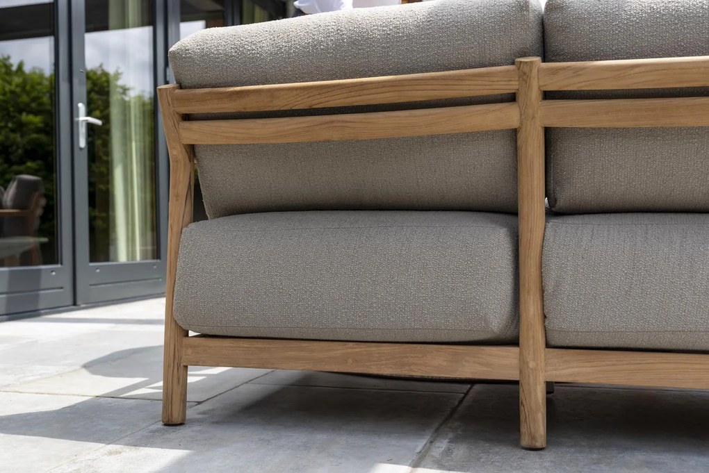 4 Seasons Outdoor Marie chaise loungeset teak met loungestoel en Finn tafels SALE Loungeset taupe weerbestendig
