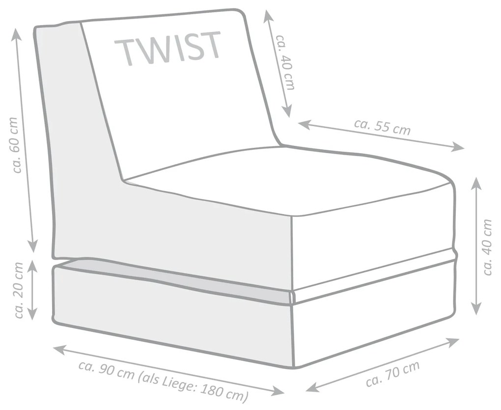 Loungebed Twist Scuba Outdoor - Jeansblauw