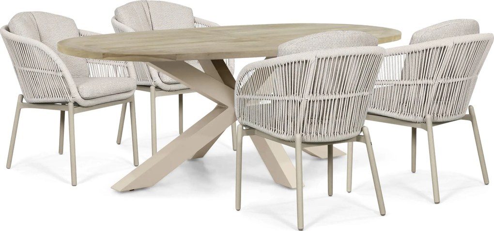 Tuinset 4 personen 200 cm Rope Zand/Beige Lifestyle Garden Furniture Monaco/Brookline