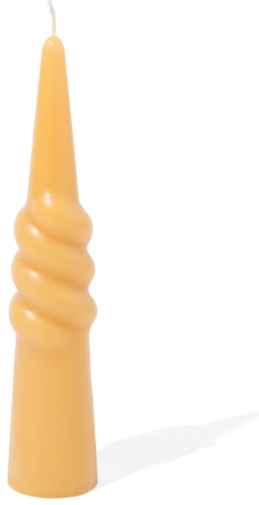 HEMA Conische Kaars Met Een Twist Ø4.5x21 Geel (mosterdgeel)