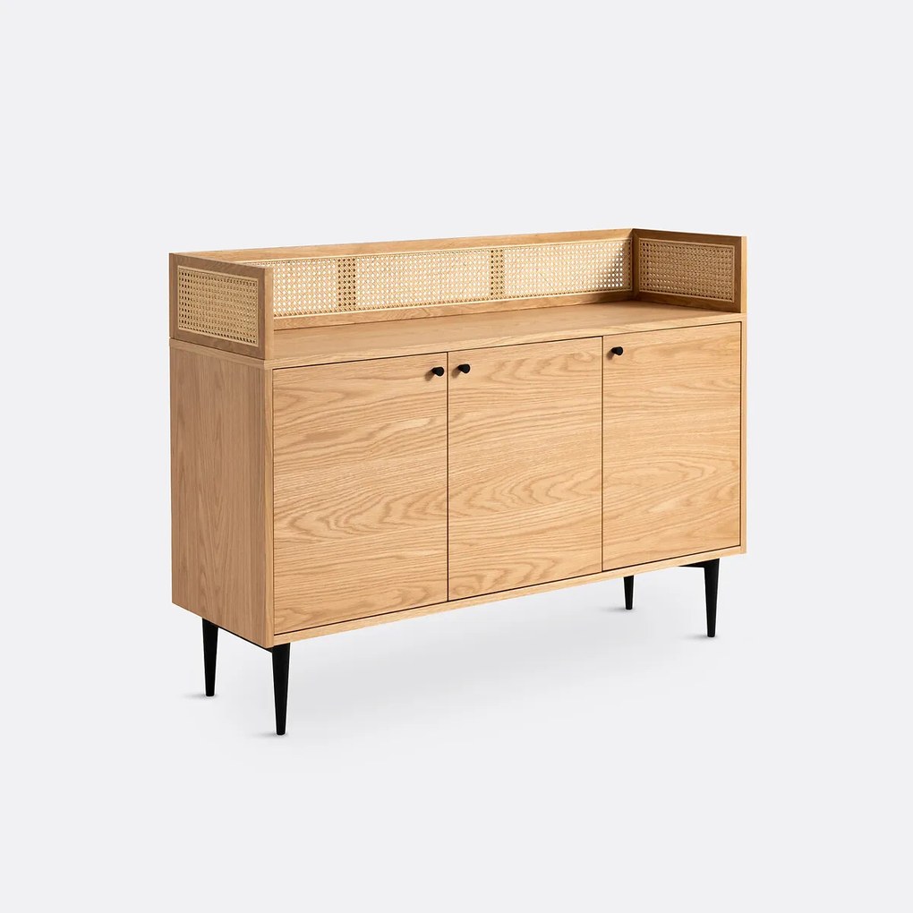 Buffetkast van eikenhout, fineer en rotan, Noya