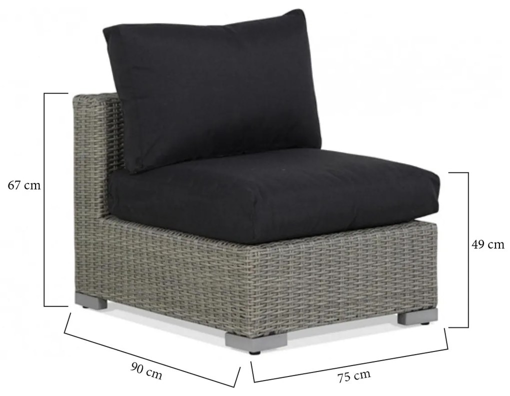 Chaise Loungeset Wicker Grijs 3 personen Garden Collections Toronto
