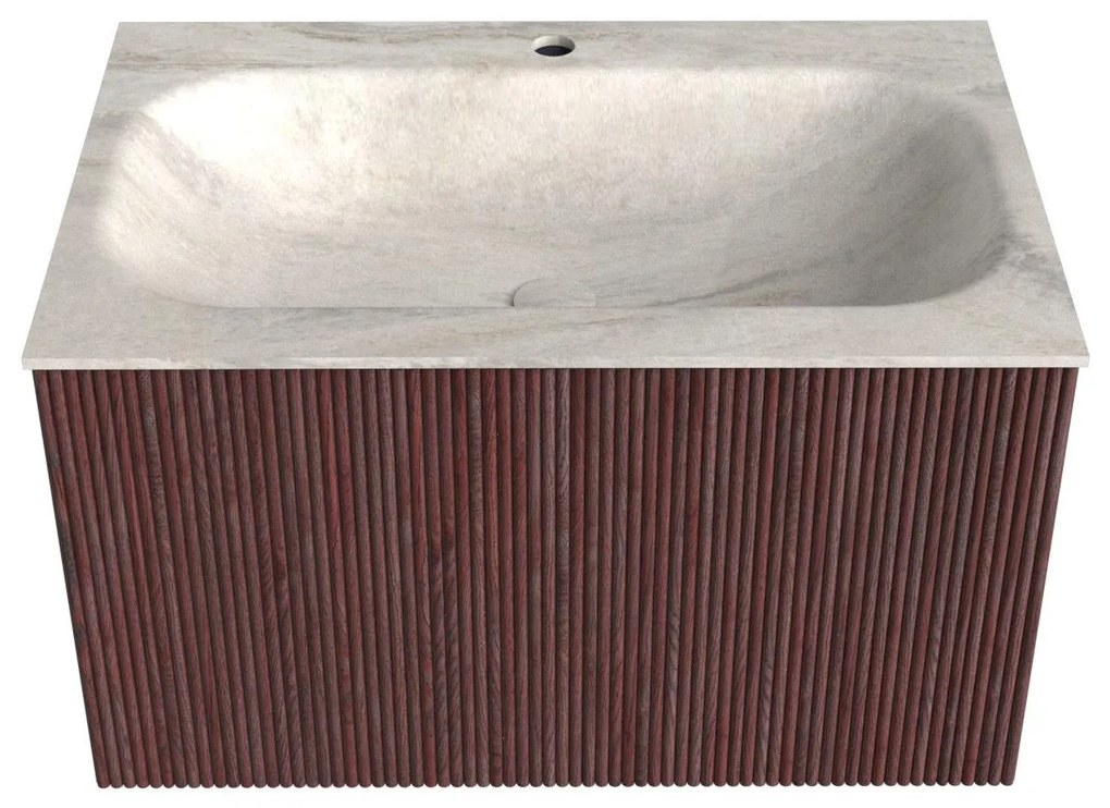 Mondiaz Kurve-dlux 70cm badmeubel ruby met 1 lade en wastafel big small midden 1 kraangat ostra