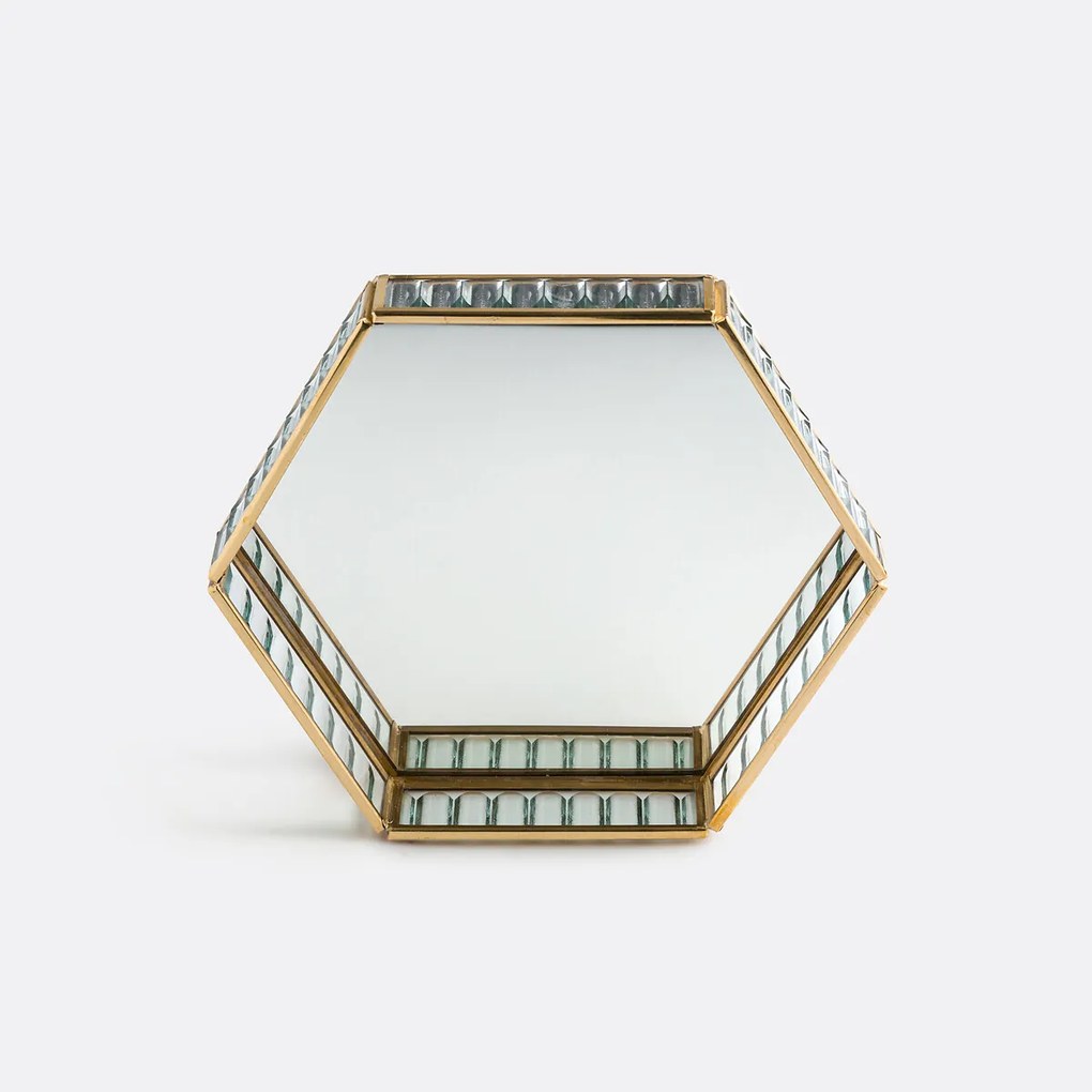 Mandje in messing en glas L21 cm, Uyova