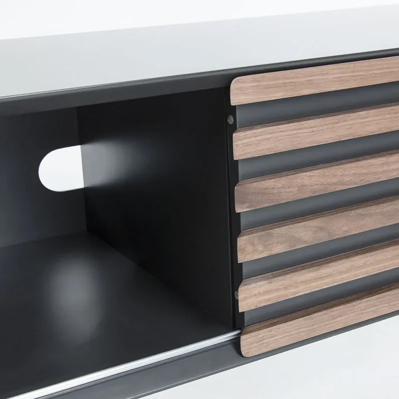 Kave Home Kesia Tv-meubel Mat Grijs Met Walnoot - 120x45x48.5cm.