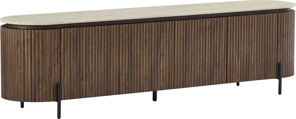 TV Meubel Walnoot Met Marmer - 200x40x55cm.