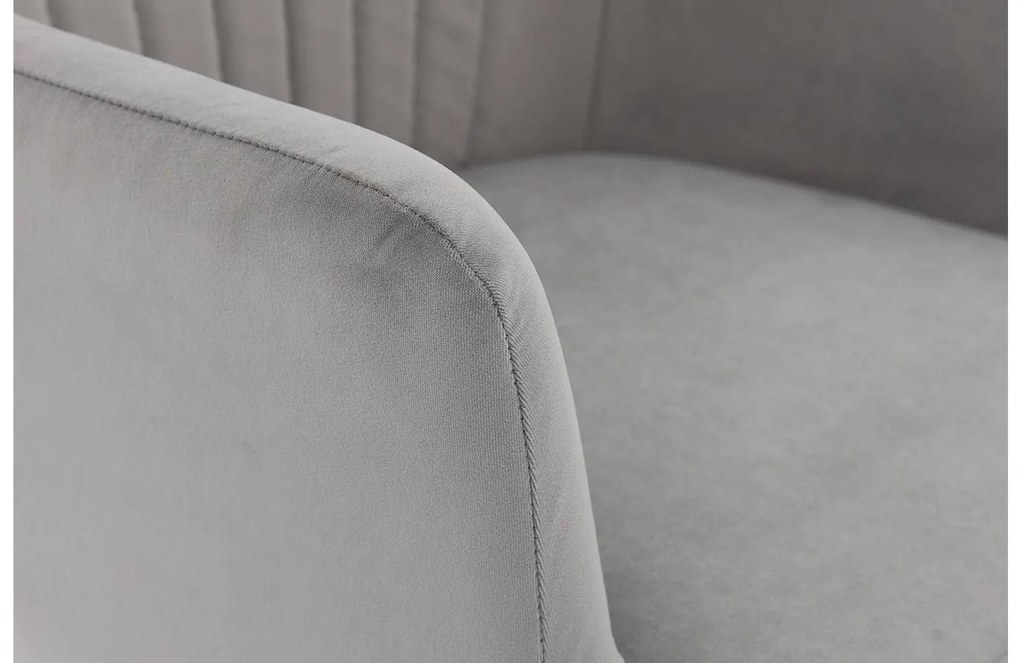 Goossens Eetkamerstoel Rob grijs velvet stof met armleuning, urban industrieel