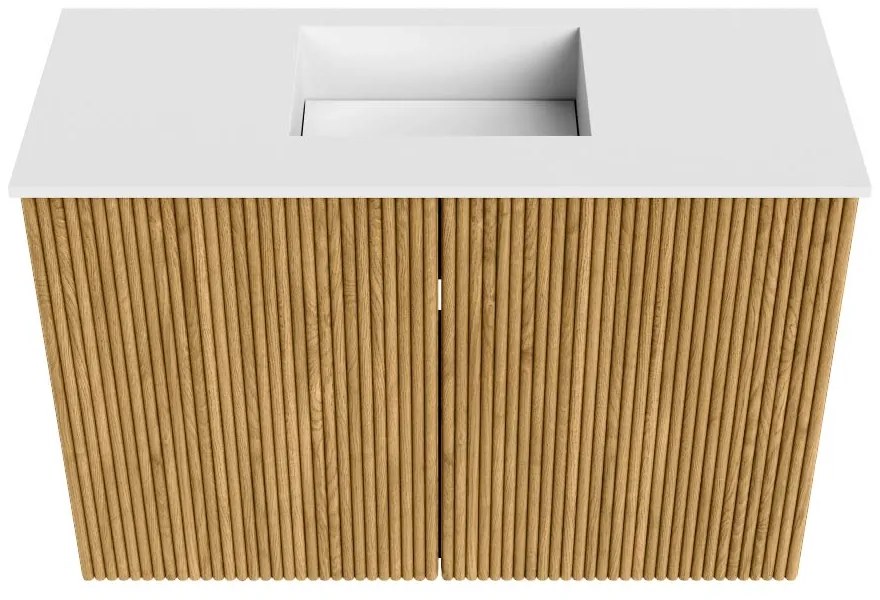 Mondiaz Joya 60cm toiletmeubel oak met wastafel faye midden 1 kraangat talc
