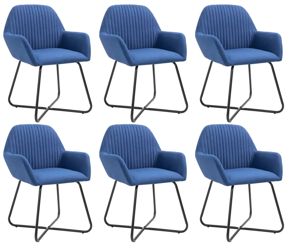 vidaXL Eetkamerstoelen 6 st stof blauw