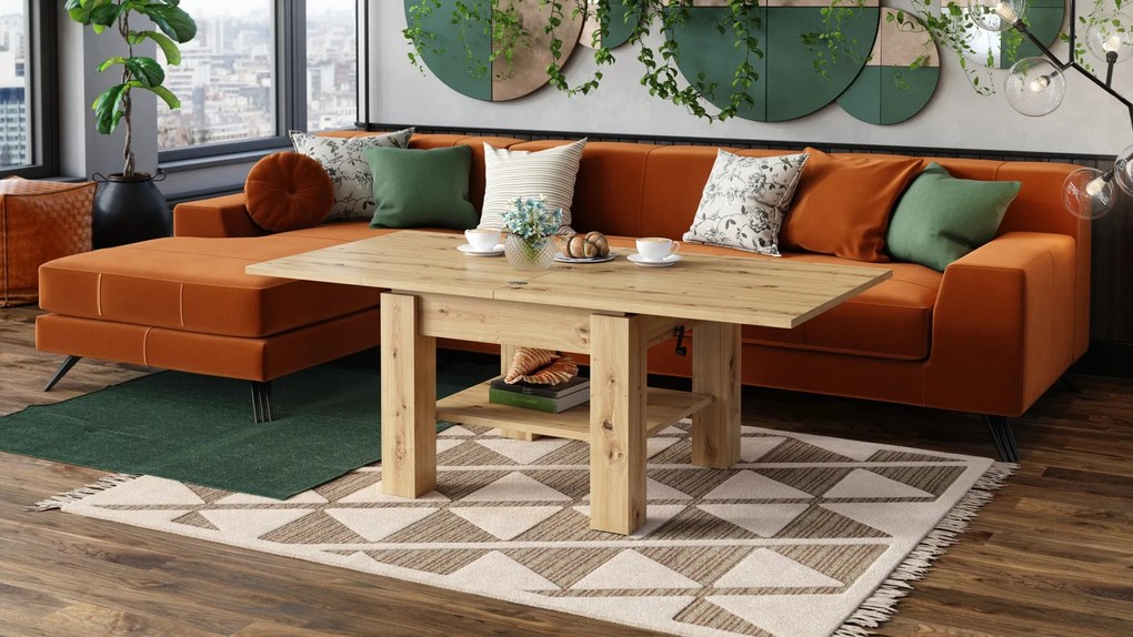 CLEO ARTISAN EIK, UITSCHUIFBARE SALONTAFEL