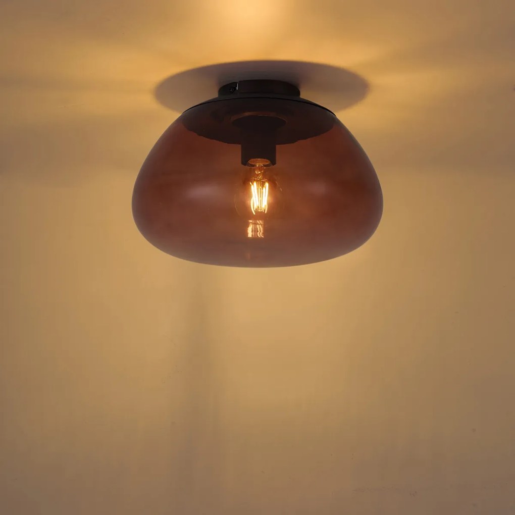 Design plafondlamp bruin met bruin glas - Giselle