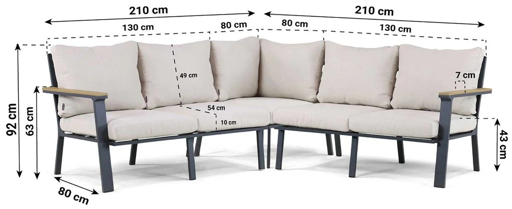 Hoek loungeset 5 personen Aluminium/Polywood (grey teakfinish) Grijs Lifestyle Garden Furniture Santiago