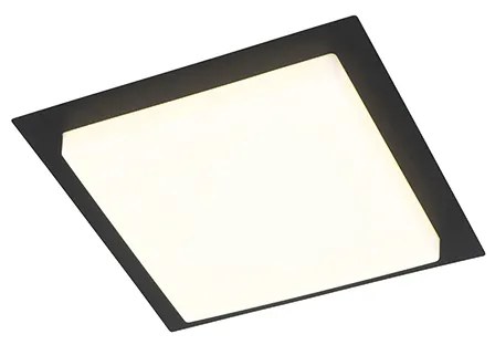 Moderne plafondlamp zwart vierkant incl. LED IP44 - Lys