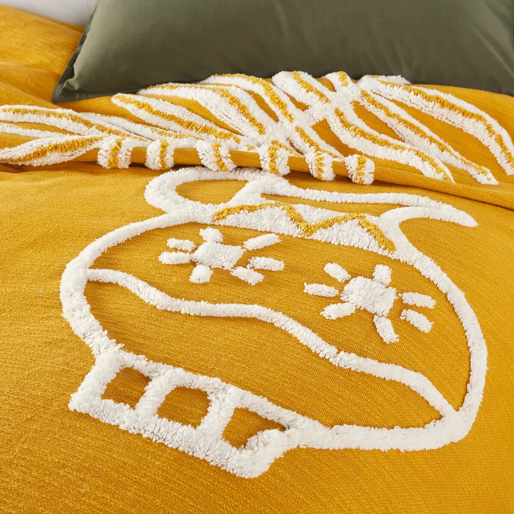 Beddensprei in katoen, getufte motieven, Hesperos