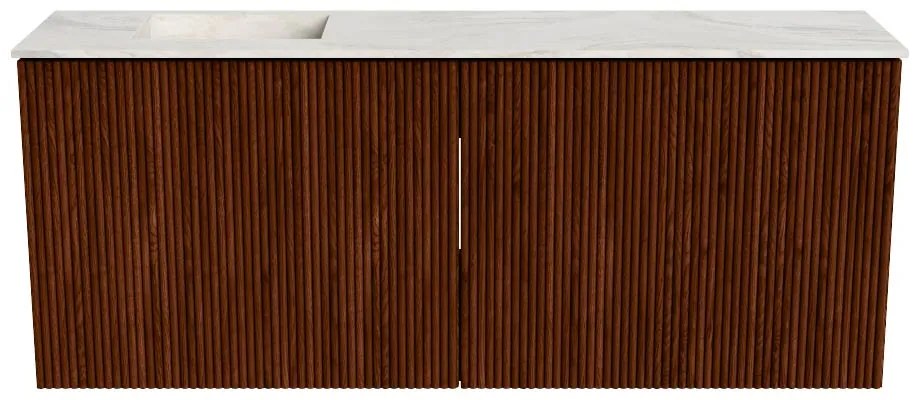 Mondiaz Joya DLux 100cm toiletmeubel ruby met wastafel faye links 1 kraangat ostra
