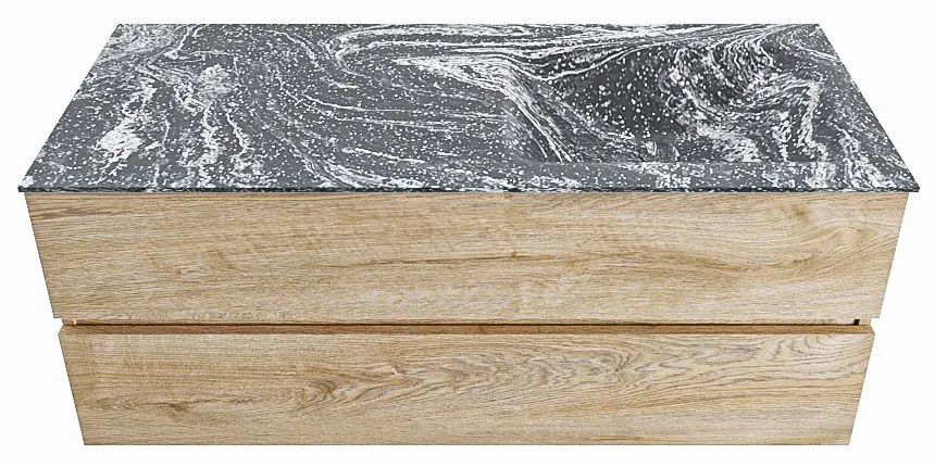 Mondiaz Vica DLux badmeubel 120cm washed oak 2 lades met wastafel lava rechts zonder kraangat