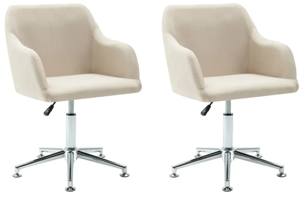 vidaXL Eetkamerstoelen draaibaar 2 st stof crème
