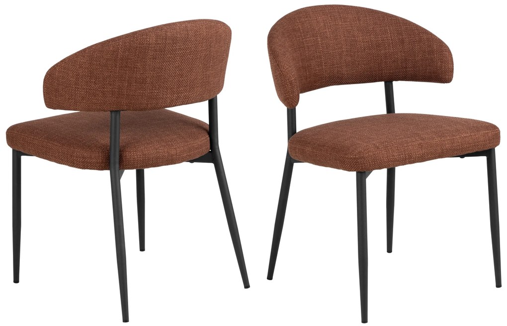 IRIS Terracotta (stof Basel 44) – GESTOFFEERDE STOEL MET GEVLOCHTEN RUGLEUNING VOOR WOONKAMER/EETKAMER LOFT