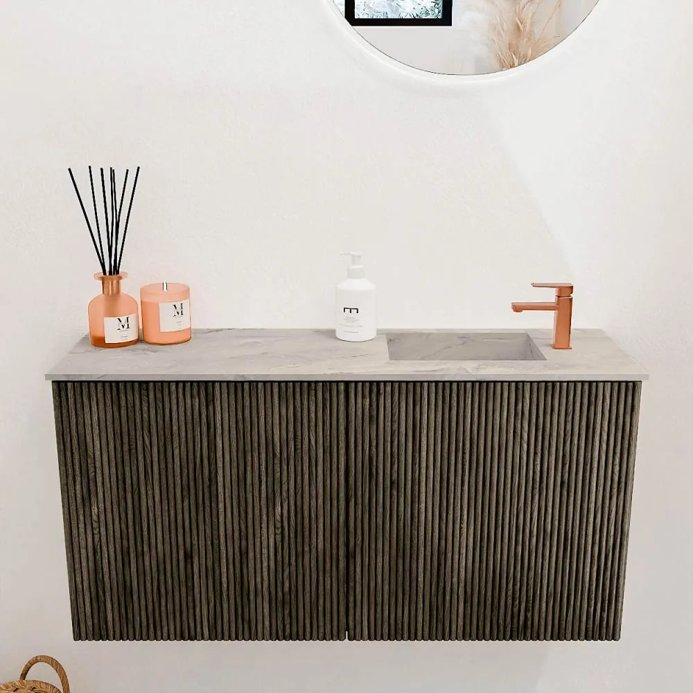 Mondiaz Joya DLux 80cm toiletmeubel shadow met wastafel faye rechts 1 kraangat glace