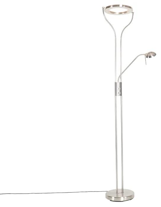 Moderne vloerlamp staal met leesarm incl. LED en dimmer - Divo Modern Binnenverlichting Lamp