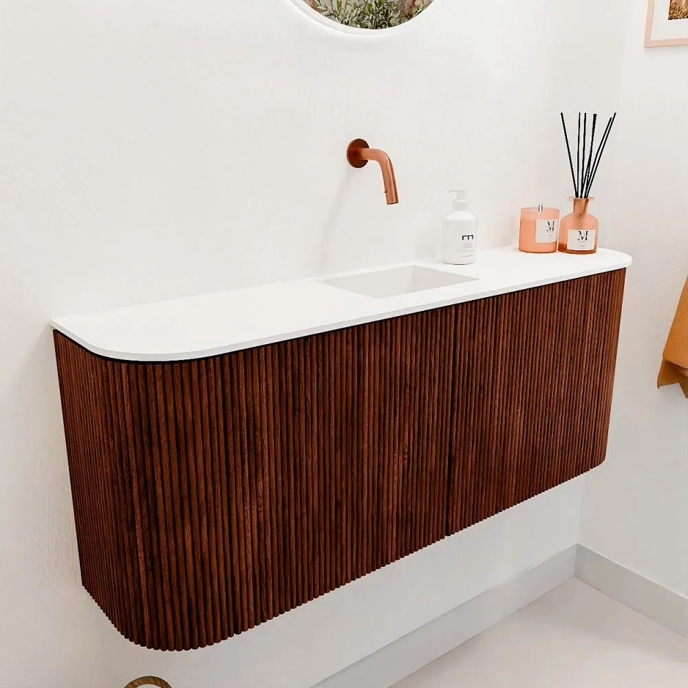 Mondiaz Joya 105cm toiletmeubel ronding links/rechts ruby met wastafel faye midden zonder kraangat talc