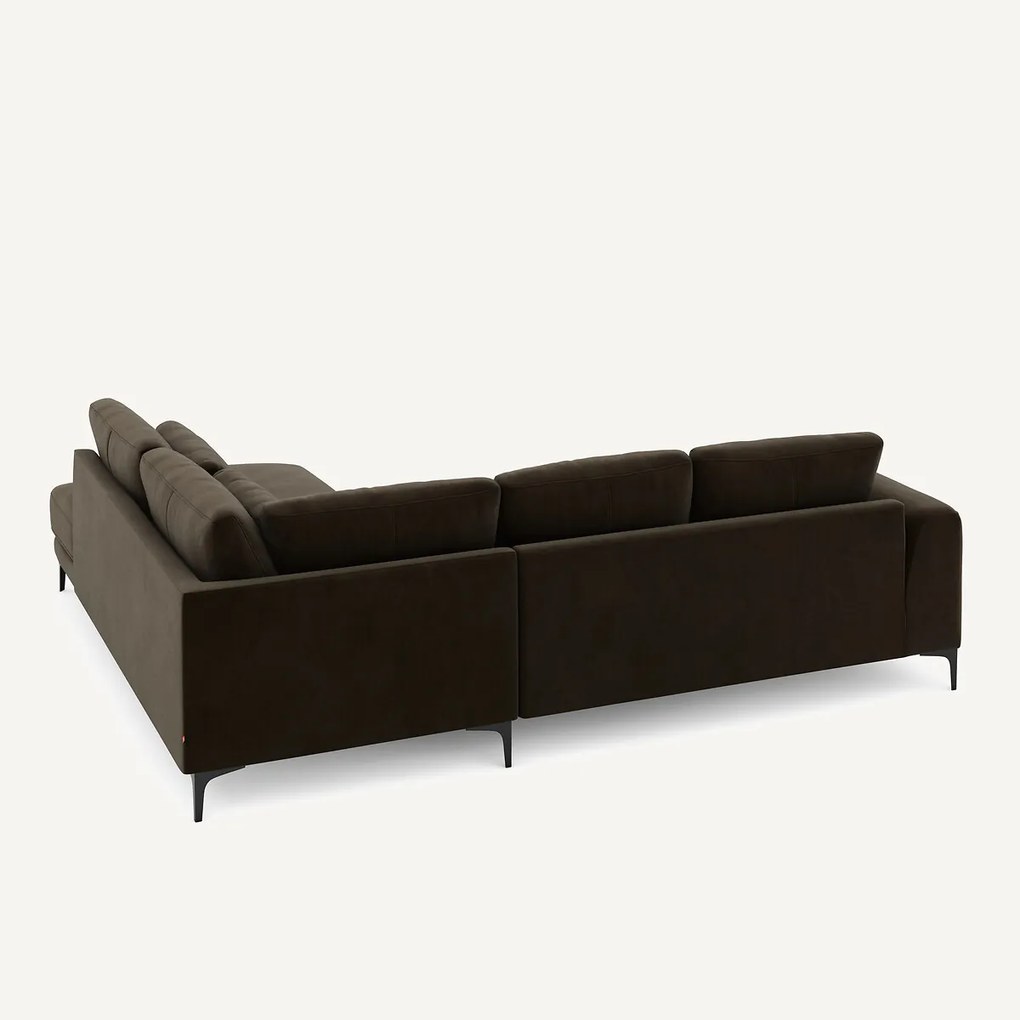 Rechtse hoekbank met leuning in fluweel, Marsile