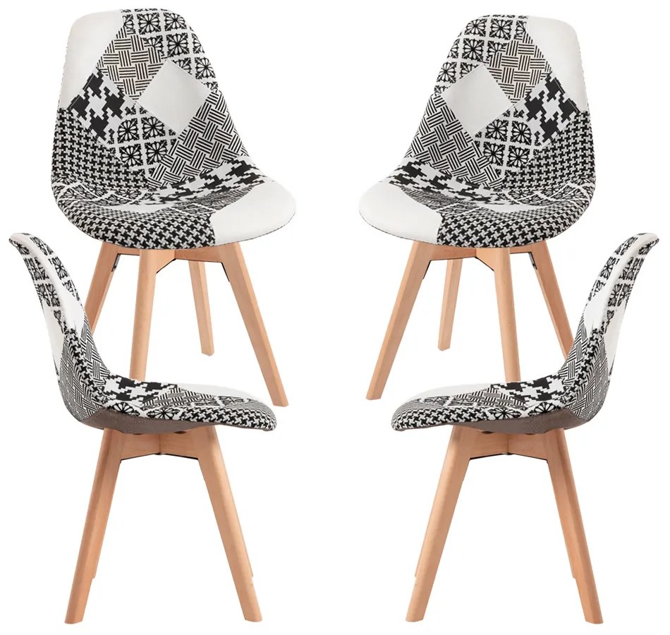 Set 4 Synk Patchwork Stoelen