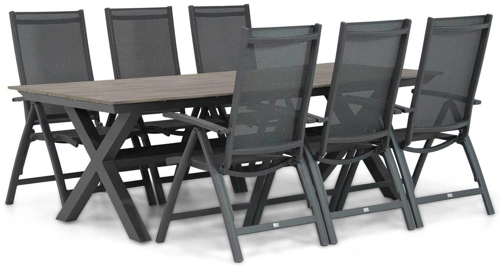 Tuinset 6 personen 240 cm Aluminium/Textileen /Aluminium/textileen Grijs Presto Vasto/Forest