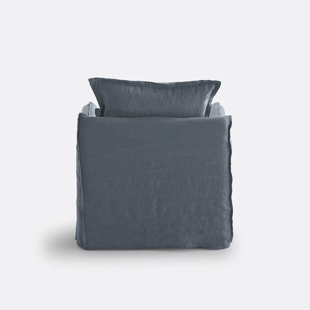 Fauteuil, afneembare hoezen, in gekreukt linnen, Odna