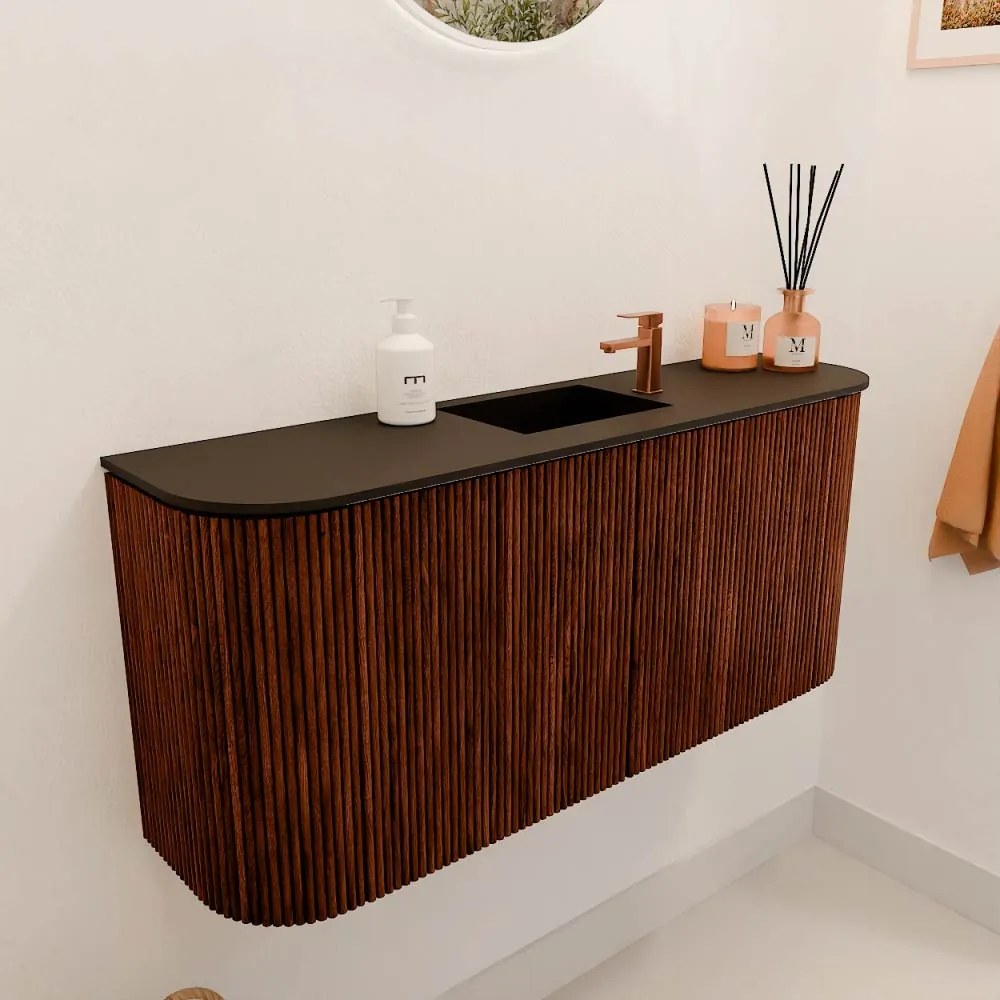 Mondiaz Joya 95cm toiletmeubel ronding links/rechts ruby met wastafel faye midden 1 kraangat urban