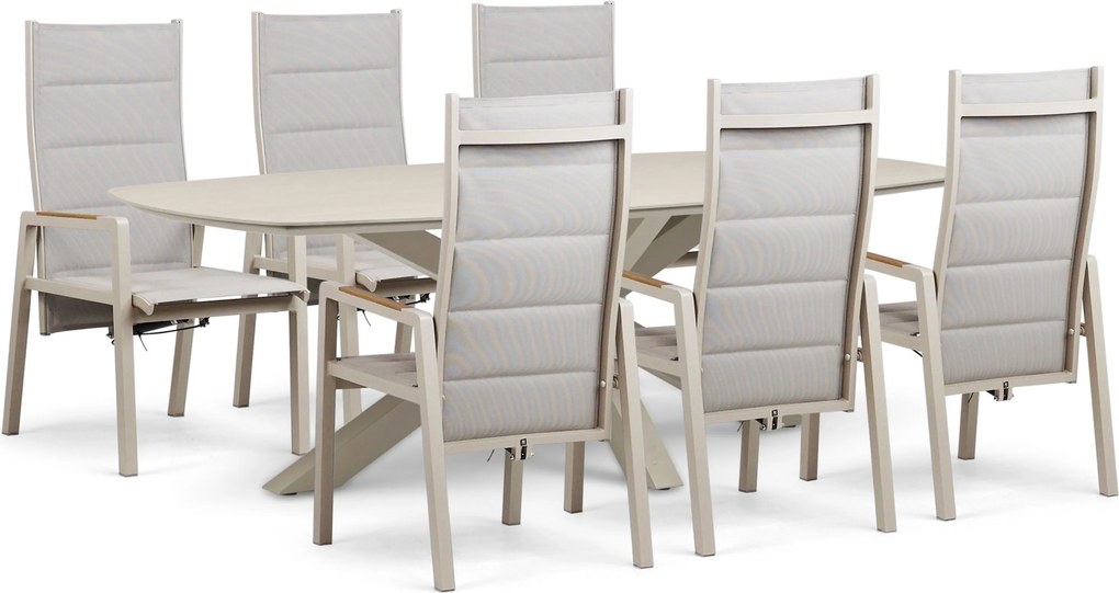 Tuinset 6 personen 240 cm Aluminium Taupe Lifestyle Garden Furniture Essence/Voyage
