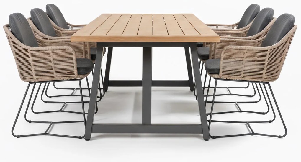 Taste by 4 Seasons Belmond tuinset naturel met Noah tafel teak blad 260 × 100 cm SALE    beige weerbestendig