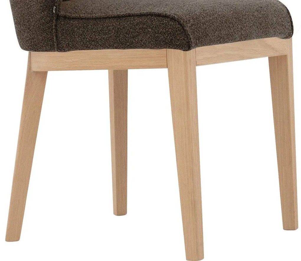 Goossens Eetkamerstoel Koncept donkerbruin stof leuning, modern design