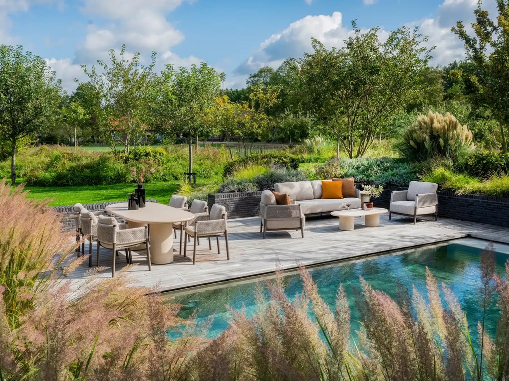 4 Seasons Outdoor Hampton mortex loungetafel met rond blad Ø 60 cm Loungetafel beige weerbestendig