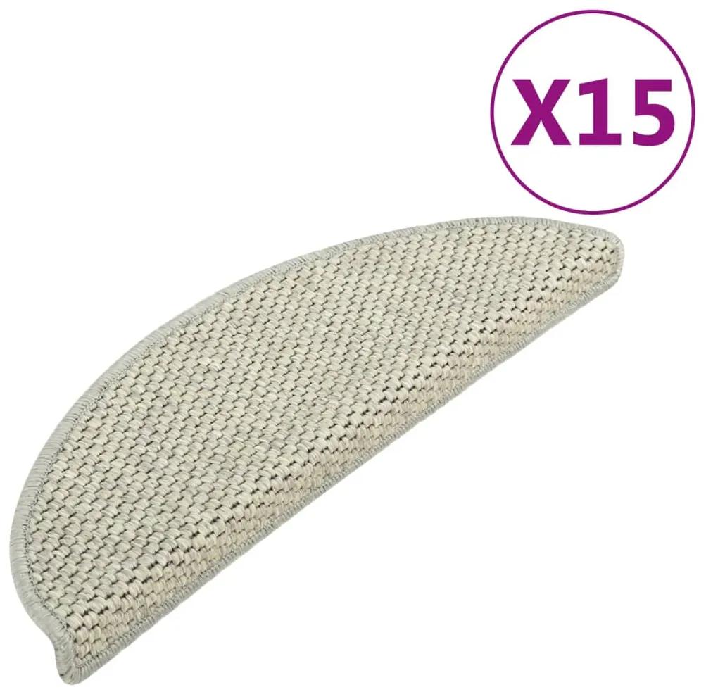 vidaXL Trapmatten zelfklevend 15 st sisal-look 65x25 cm grijs