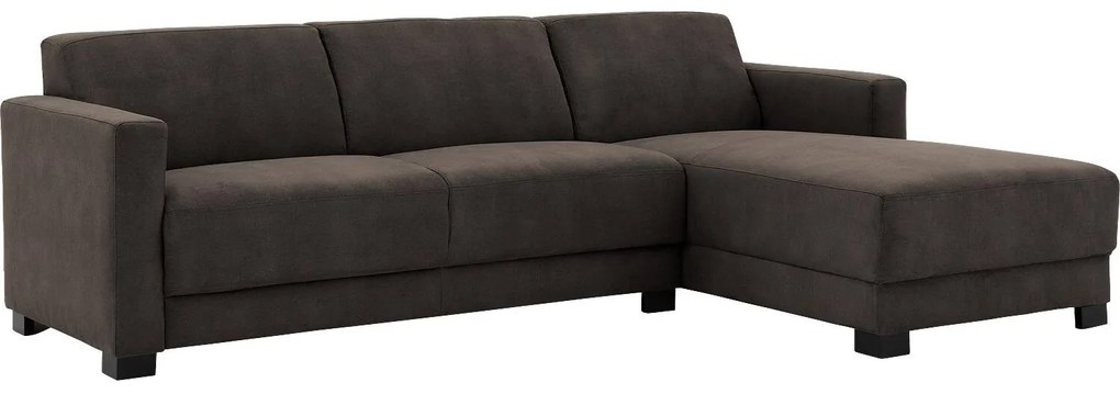 Goossens  My Style donkerbruin, microvezel, 2,5-zits, stijlvol landelijk met chaise longue rechts