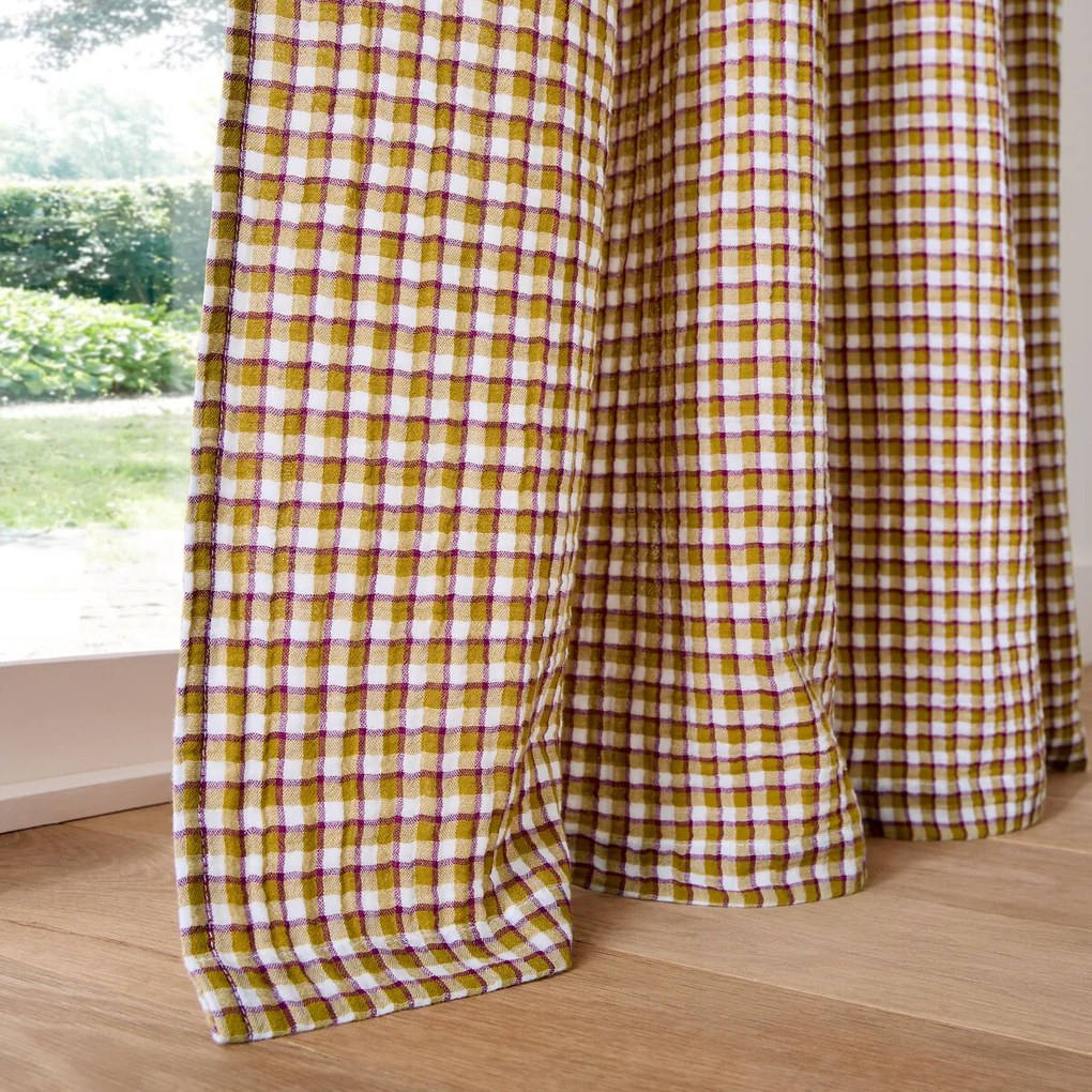 Gingham gordijn, tetra, met ringen, NINON