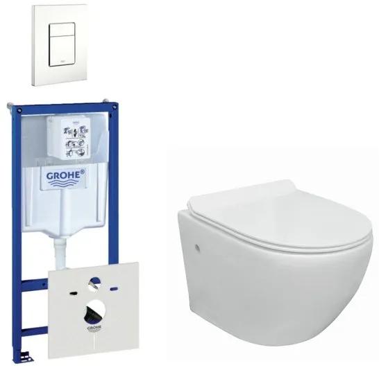 Nemo Go compact Spoelrandloos toiletset bestaande uit Grohe inbouwreservoir, met softclose toiletzitting quick release en bedieningsplaat wit