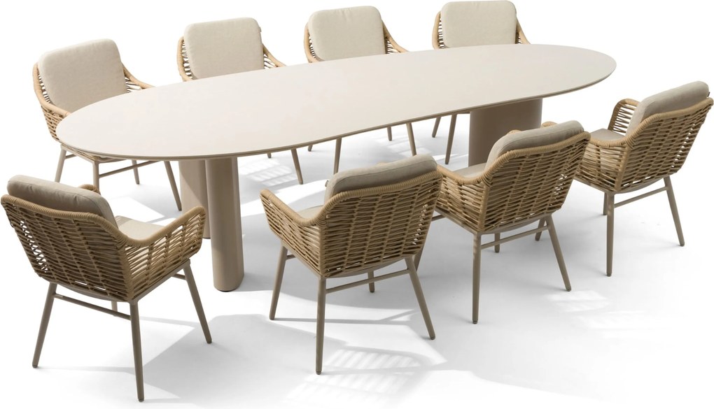 Tuinset 8 personen 300 cm Aluminium/rope Taupe Coco Antoni/Weave