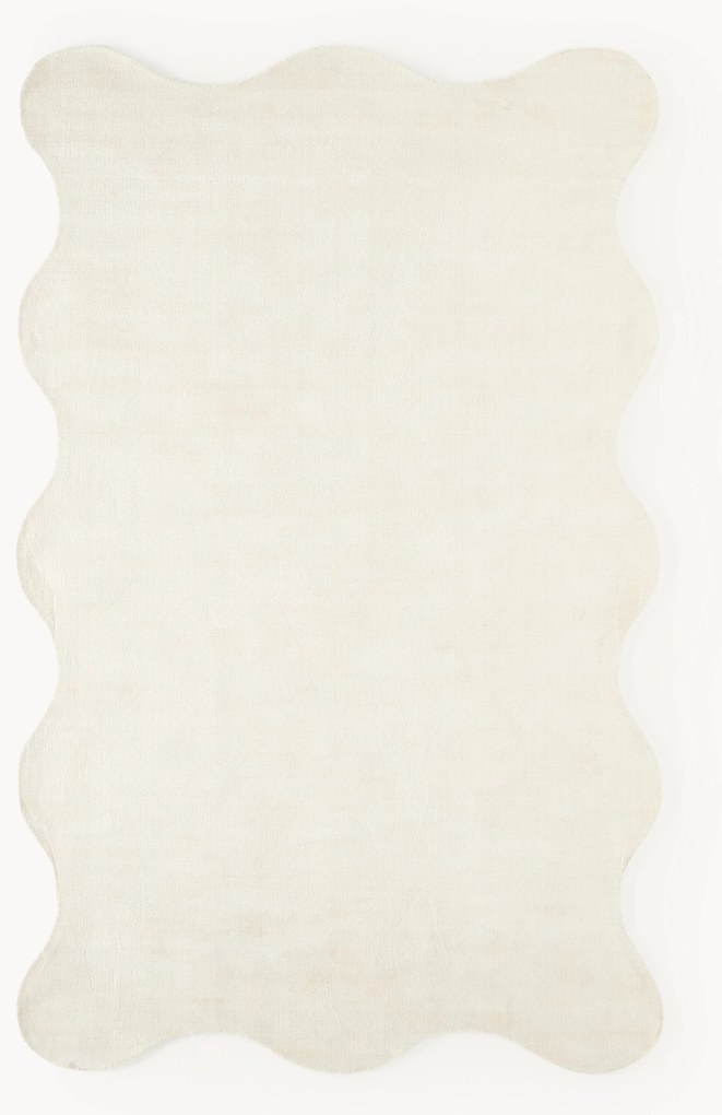 Handgeweven viscose vloerkleed Wavy met golvende rand