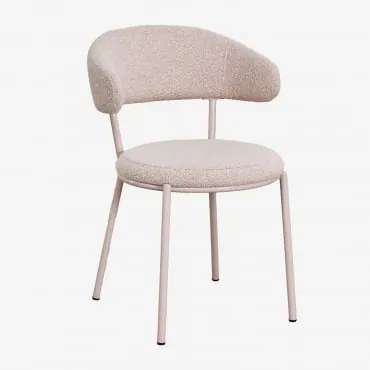 Set Van 4 Eetkamerstoelen In Verilo Bouclé Stof Bouclé Roze - Sklum