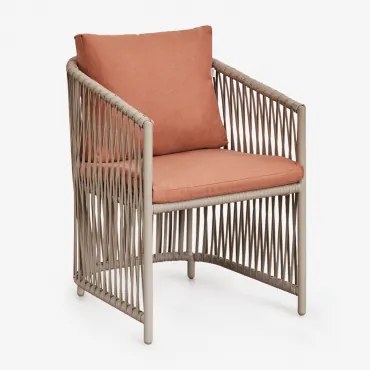 Sophie Tuinstoel Met Armleuningen In Aluminium En Gevlochten Touw Rood – Klei - Bruin - Mokka - Sklum