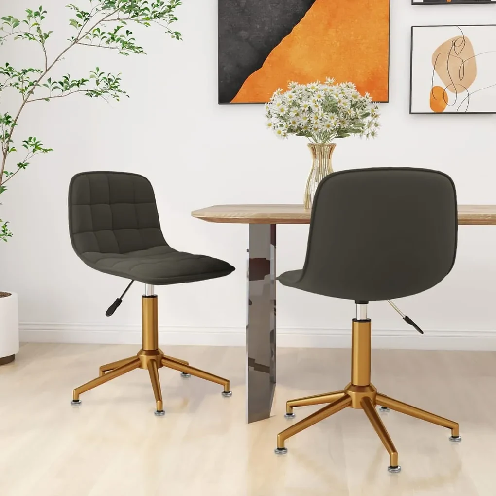 vidaXL Eetkamerstoelen draaibaar 2 st fluweel donkergrijs
