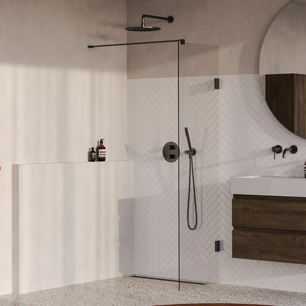 Brauer Void profielloze inloopdouche 60cm gunmetal geborsteld PVD