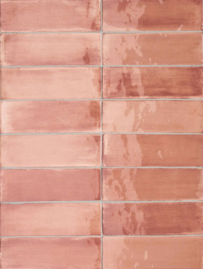 Wandtegel visgraat roze Sartoria Tbrick 16x5cm apricot glans gerectificeerd