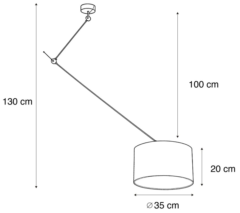 Hanglamp zwart met velours kap brons 35cm - Blitz