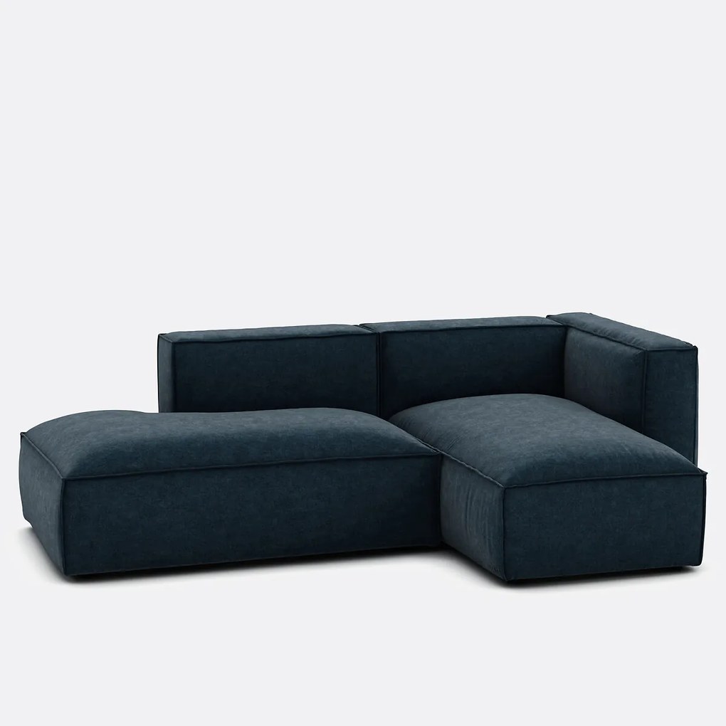 Modulaire hoekbank rechts in gestructureerd fluweel, SEVEN